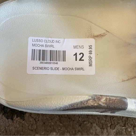 Lusso cloud white and brown rubber sandals men’s size various main image 10